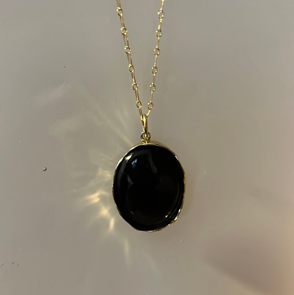 Raíz Necklace - Brass with Onyx