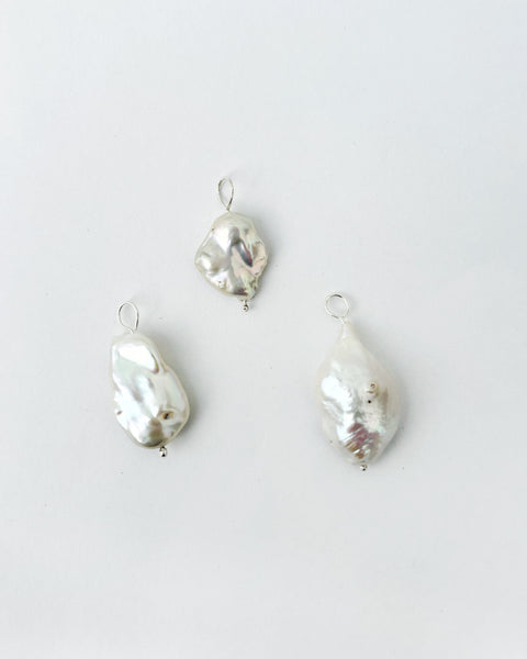 Raw Pearl Charm- silver